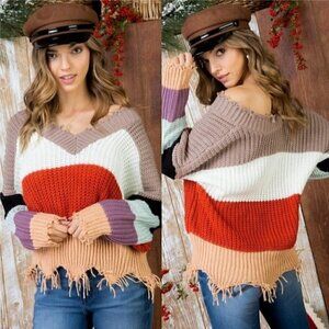 Distressed Oversized Sweater Top